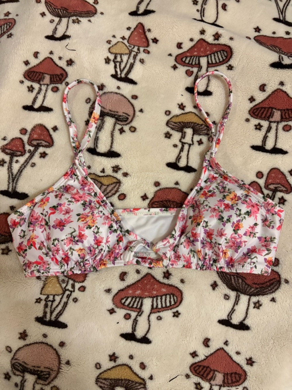 Aéropostale Floral White Pink and Orange  Bikini Top